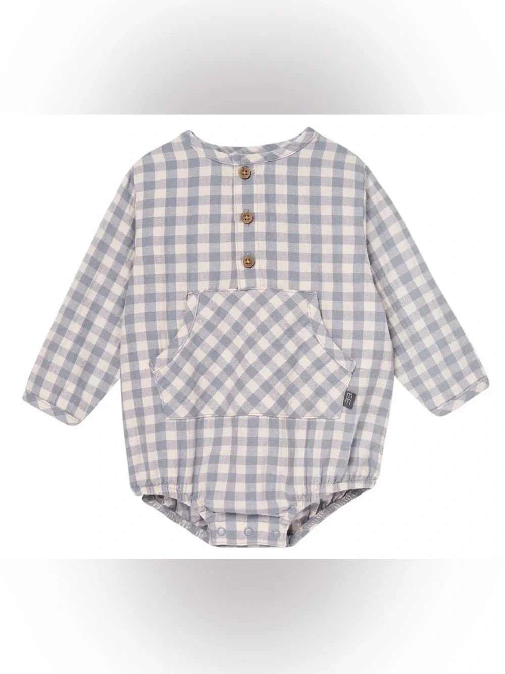 Modern Moments Boys 18M Gray Cream Cotton Henley Romper Boho Preppy Cottagecore